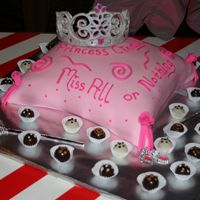 Heart Tiara Pillow Cake RI tiara with plastic jems, fondant decorations, cake truffles