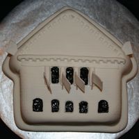 Art Institute Of Chicago Cake White fondant covering cake truffle that was pressed into house mold. Gumpaste flags and trims, painted windows, brick impressioned not...