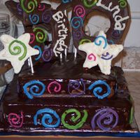 50Th Birthday This is a cake I made for my boyfriends aunt's birthday party. All the pieces are made out of chocolate. I hand drew the pieces with...