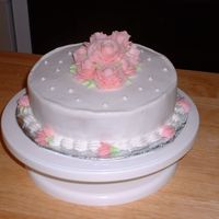 Wilton I-Last Cake Here is my last class cake for Wilton I. I have this funky ledge thing going on on the top. I think it is because I have crumb phobia and...