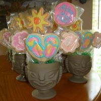 First Cookie Bouquet these are my first bouquets. I made them for my son's teachers. No fail sugar cookies with Alice's cookie icing.