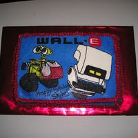 Wall-E Birthday Cake This is for my son's family birthday party tomorrow. FBCT. My son insisted that Wall-e had to be dirty. That's why the smuding....