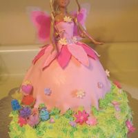 Fairytopia Cake Barbie Fairytopia Cake for my daughter's 6th birthday. Candy clay flowers and petals, MMF skirt, Buttercream.