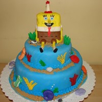 Sponge Bob sponge bob was cake covered with fondant, and for the rest,, was cake covered with fondant. first time covering a whole cake with fondant...