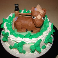 Horse Cake The Horse i made ..It was cake covered in BC frosting the head of the horse was RKT.The bottom of the cake was an ice cream cake bought...