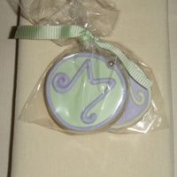 Monogram Lilac & Green Wedding Favor Cookie 