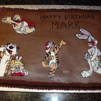 Cartoon Characters This was a cake for my cousin and all of his favorite cartoon characters as a kid and adult! Captain Underpants, Calvin & Hobbes,...