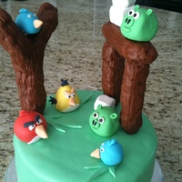 Angry Birds Birthday Cake So much fun to make this one! Thanks for all the inspiration from CCers. Slingshot and logs made from RKT covered in modelling chocolate,...