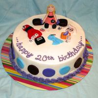 Shopping Cake Marble cake with vanilla buttercream. Gumpaste figure and accents.