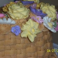 Wilton Course 2 Final Well, the darn thing fell apart before I got home, so I took a picture of a portion of the cake that was still in decent condition.