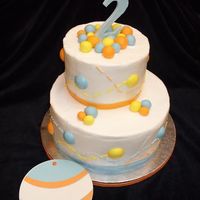 Bouncy Balls Made for a 2 year old boy's birthday - buttercream with fondant balls, gumpaste "2"