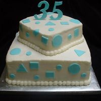 35Th Anniversary Buttercream icing, fondant shapes & gumpast "35" on top