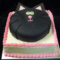 Black Cat Cake Black fondant cat on white buttercream - for a little girl's 5th birthday