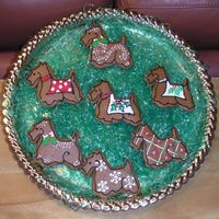 Christmas Scotties Martha Stewart gingerbread with RI and edible glitter. Made for a Scottie & Westie Rescue League Holiday party.