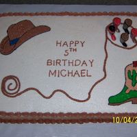 Cowboy Western Birthday Cake A little cowboy was turning 5 and I came up with this. He loved it. All bc icing except for the boot candles.