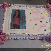 Hannah Montanna Birthday Cake This is just another view with Miley's picture showing.
