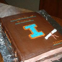 Book Graduation Cake I did this one for my younger brother's graduation. It's shaped to look like a physics book (rolled out tootsie rolls frosted...