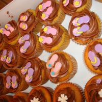 Flip Flop Cupcakes a sea of flip flops!Made these for my sister's co-worker- yellow cc with chocolate chip cookie dough and chocolate BC