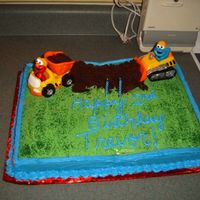 Elmo I made this for my son for his 2nd birthday. The dirt is just made of crushed chocolate cake, and the toys were just toys that my son had...