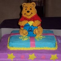 3-Tiered Winnie The Pooh Children's Birthday Cake This is all buttercream, with some fondant accents (the stars & bow)