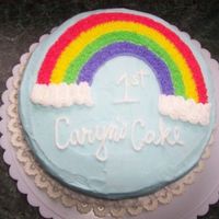 1St Cake, Course 1 Rainbow cake from week 2 using the pattern from our course book.