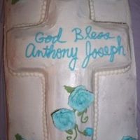 Christening , Baptism This was my first order and first time working with a large sheet cake. Of course the customer wanted chocolate cake with stark white...