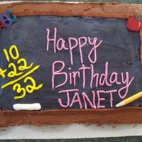 Teacher Birthday / Blackboard I made this cake for my sister in law in a hurry, thats why I used wooden knick knacks from Michaels instead of making the pencil, etc from...