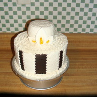 Black & White An 8 inch, 3-layer cake with buttercream, white fondant, and modelling chocolate accents. I was practicing with the modelling chocolate,...