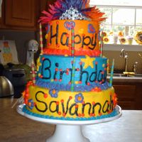 Princess Cake This was my daughters 6th birthday cake, She designed it herself. It was a 3 tier chocolate cake with buttercream icing.