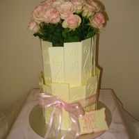 Birthday Cake This was a three tiered buttercake covered with buttercream and chocolate walls with fresh flowers.