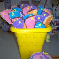 Flip Flop Cookies I made these cookies to go along with a flip flop cake. They are in a sand bucket. NF choc and plain with royal icing.