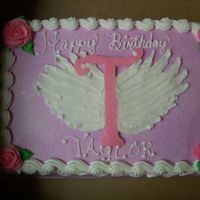 Birthday Cake Yellow cake, all buttercream. The initial and wings are FBCT.