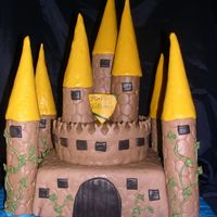 Castle Cake Yellow cake, Chocolate MMF, Ice Cream Cones covered in MMF. First castle cake. Made for the SAFE kids birthday