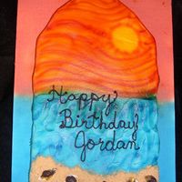 Surfboard Cupcake Cake. Was suppose to be a surfboard stuck in the sand.