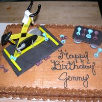 Fitness Cake Cake with Bike, weights and stairstep for someone who loves to exercise. That was my second bike, after 4 days of drying, glueing &...