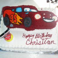 Cars lo hice segun las instrucciones del molde, fue para el mes de nov. y lepuse unas velas de bateria como las luces del carro.