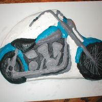 Grooms Cake Harley This is a white cake with bc frosting. This is what his harley looks like. First grooms cake and first motorcycle. I used wilton pan. He...