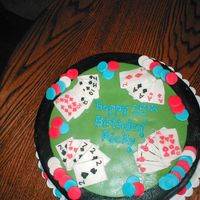 Poker Table This is a cake I made for someone's 25th birthday. They asked for a poker theme. white cake with bc frosting, mmf accents.