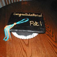 Graduation Hat Cake This is a cake I made for my friend that just got her masters degree!!The cake is devils food with bc frosting, the top is made out of dark...