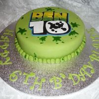 Ben 10 ben 10 cake for a six year old boy, all he wanted was a green cake with something to do with ben 10. Plaque is made with gumpaste and the...