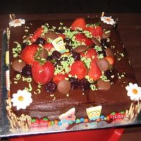 Berry Chocolaty I made this cake for my family members when we have our mthlygatherings. It's a chocolate almond cake covered with chocolate...