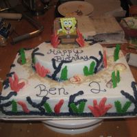 Spongebob Finished this whole cake @ 1am and finally realized the frosting was supposed to be BLUE like WATER. Ugh. Idea for the cake from one done...