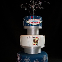 Las Vegas Wedding Cake 3 tiers of sponge, jam & vanilla buttercream. Bride was getting married in Vegas & wanted a themed party on her return. The sign...