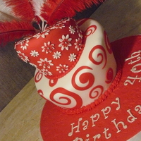 Red & White Topsy Turvey Cake 40th birthday cake, the breif I had was red & white and original. I think they liked it.