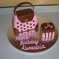 Purse & Jewelry Box Cake White cake with MMF. This is my second purse cake. I also added a jewelry box for the birthday girl...also white cake with MMF.