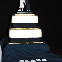 Reunion Cake Here is a cake from my 20 year (GASP!) class reunion. Buttercream icing. The letters are wood and I made the topper out of polymer clay.