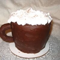 Cappuccino Mocha cake with coffee butter filling, chocolate espresso ganache. My first attempt at sculpting a cake - what fun!