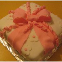 Gift Cake Wilton Course III; Chocolate cake with peanut butter filling (yum!) covered with fondant.