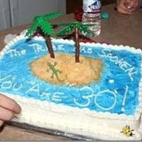 Island Cake This was for a 30th birthday with a reality TV theme. Pretty simple, mostly just buttercream and plastic toys.