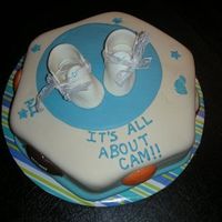 Sports Themed Baby Shower 12" WASC with fresh strawberry filling. the sports balls are all candy melts. It was my first time using the multiple colors in the...